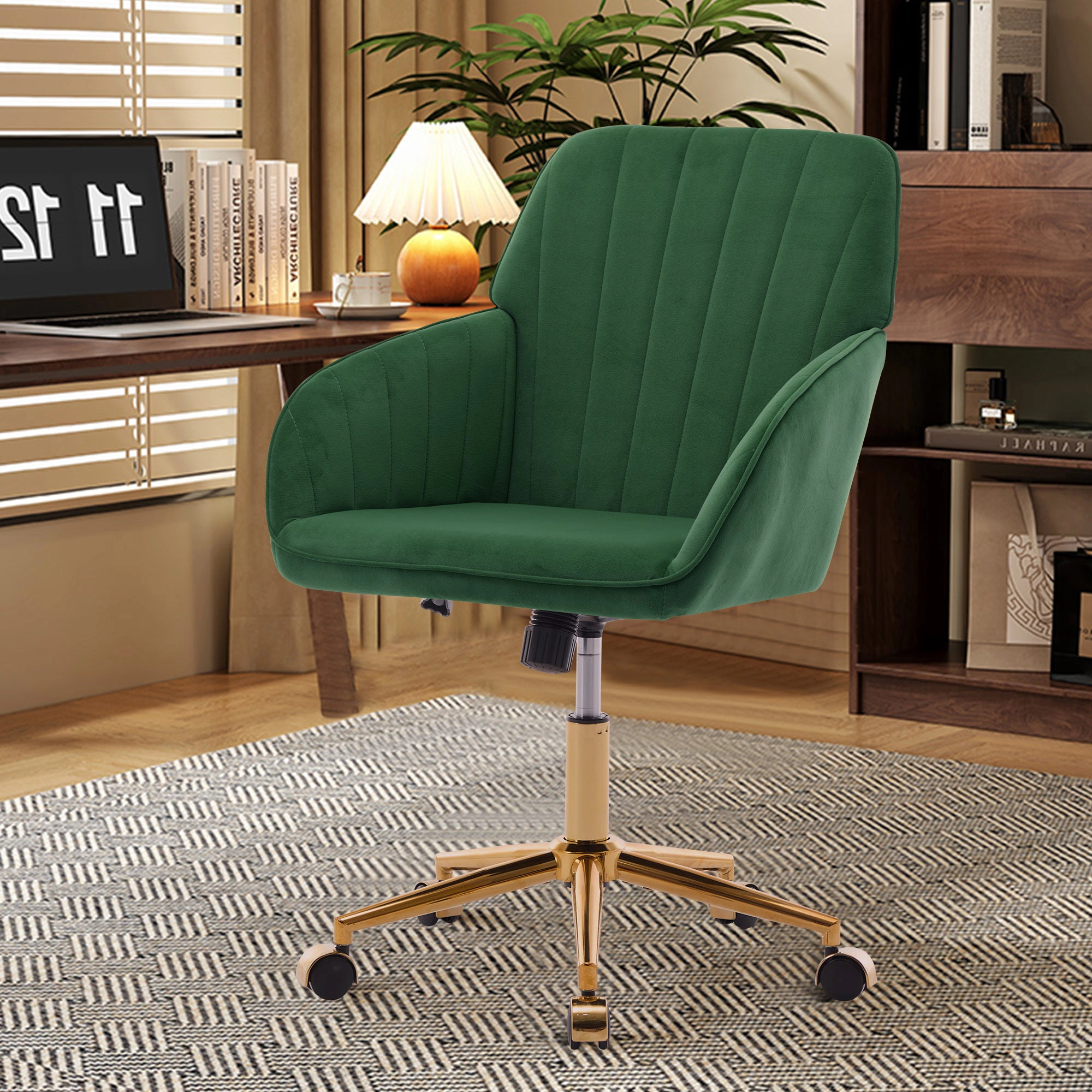 Platinum-Level Office Chairs Green Velvet Office Chair Ergonomic Adjustable Swivel Desk