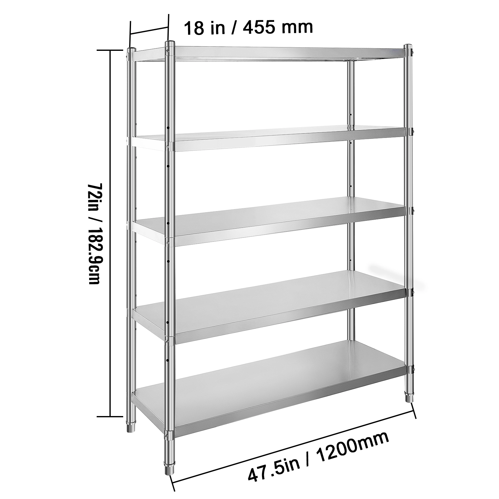 Flynama 5 Tier 36.3 x 16.3 x 71.4 in Shelves 2000 LBS Adjustable Heavy Duty Utility Rack for Garage Warehouse Kitchen