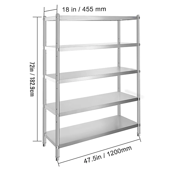 Flynama 5 Tier 36.3 x 16.3 x 71.4 in Shelves 2000 LBS Adjustable Heavy Duty Utility Rack for Garage Warehouse Kitchen