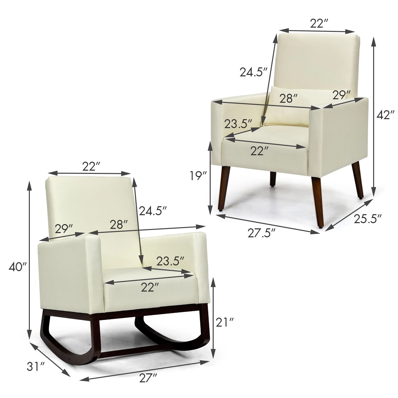 SlickBlue Unisex Rocking Accent Chair, 2-in-1 Linen Armchair