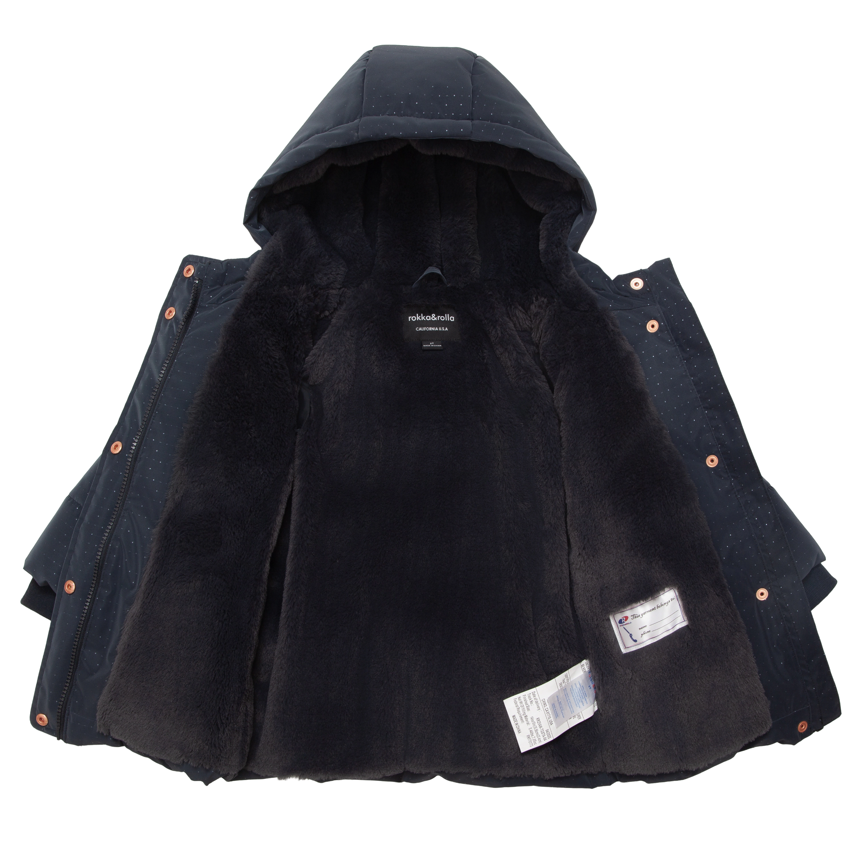 Rokka&Rolla Toddler Girls Faux Fur Mid-Length Puffer Coat