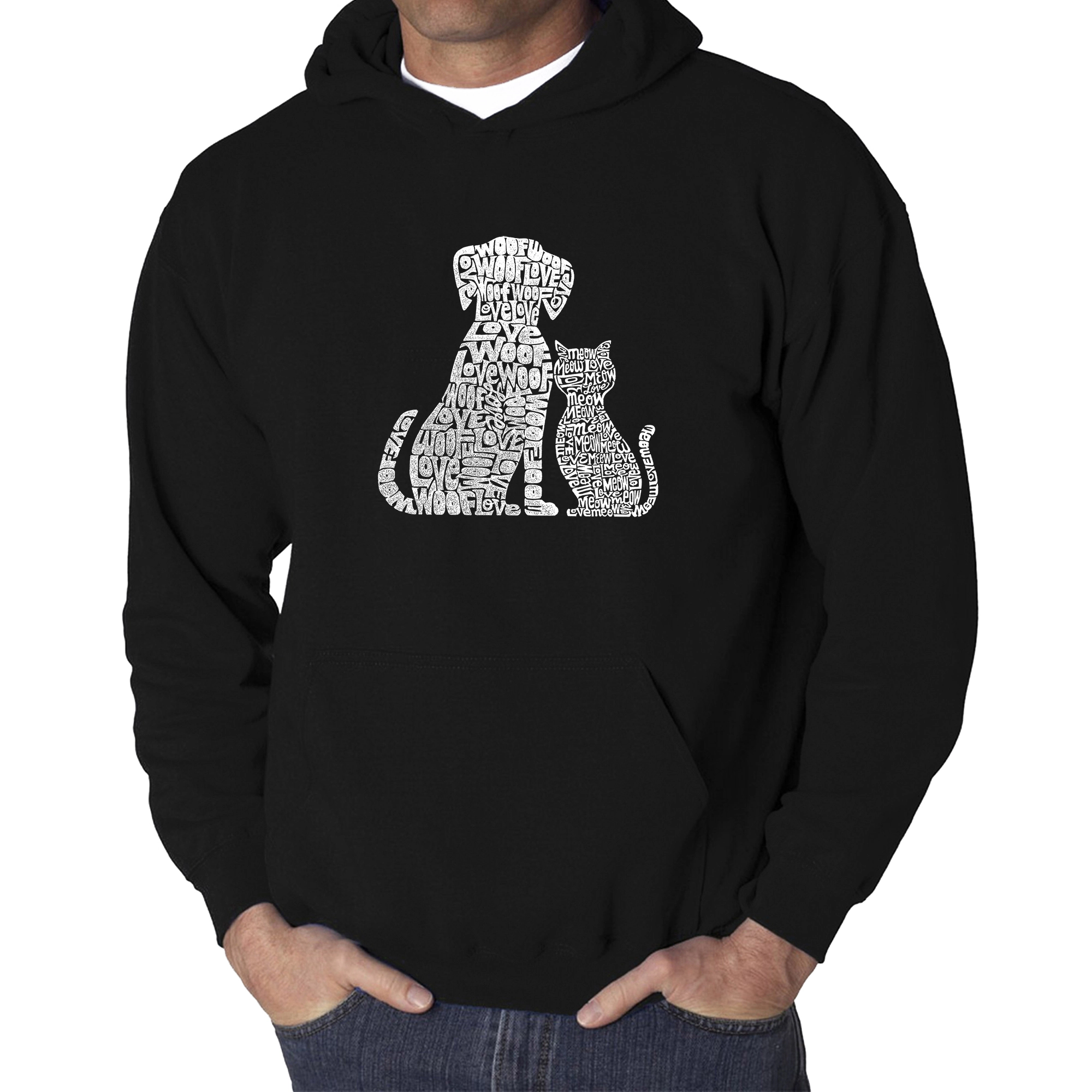 LA Pop Art Dogs and Cats - Men's Word Hooded Sweatshirt