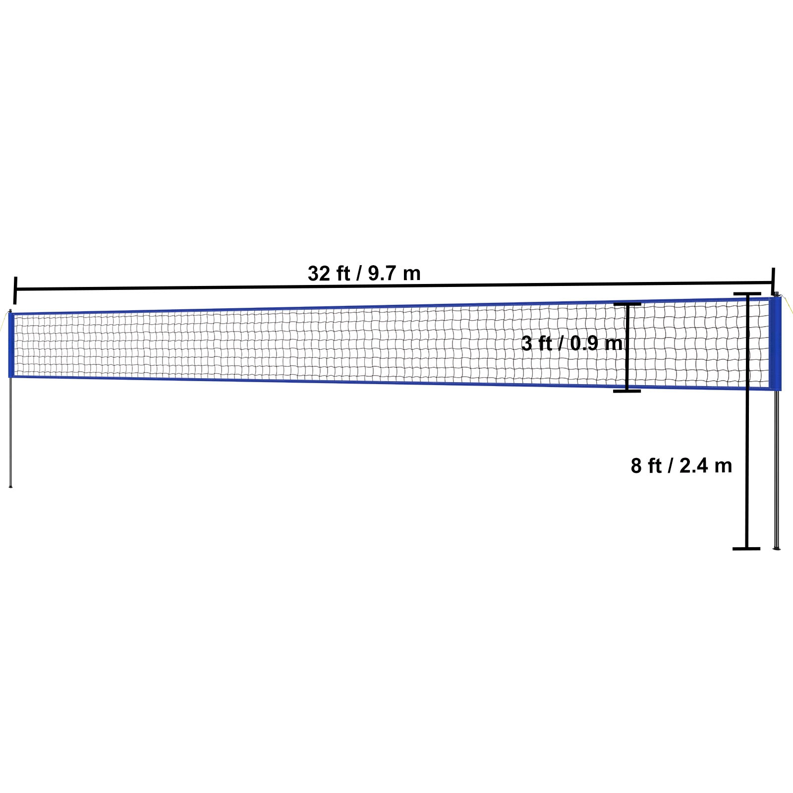 HONGGE Outdoor Portable Volleyball Net Set, Steel Poles, Adjustable 7.4-8 ft Official Height, with Ball, Pump & Bag