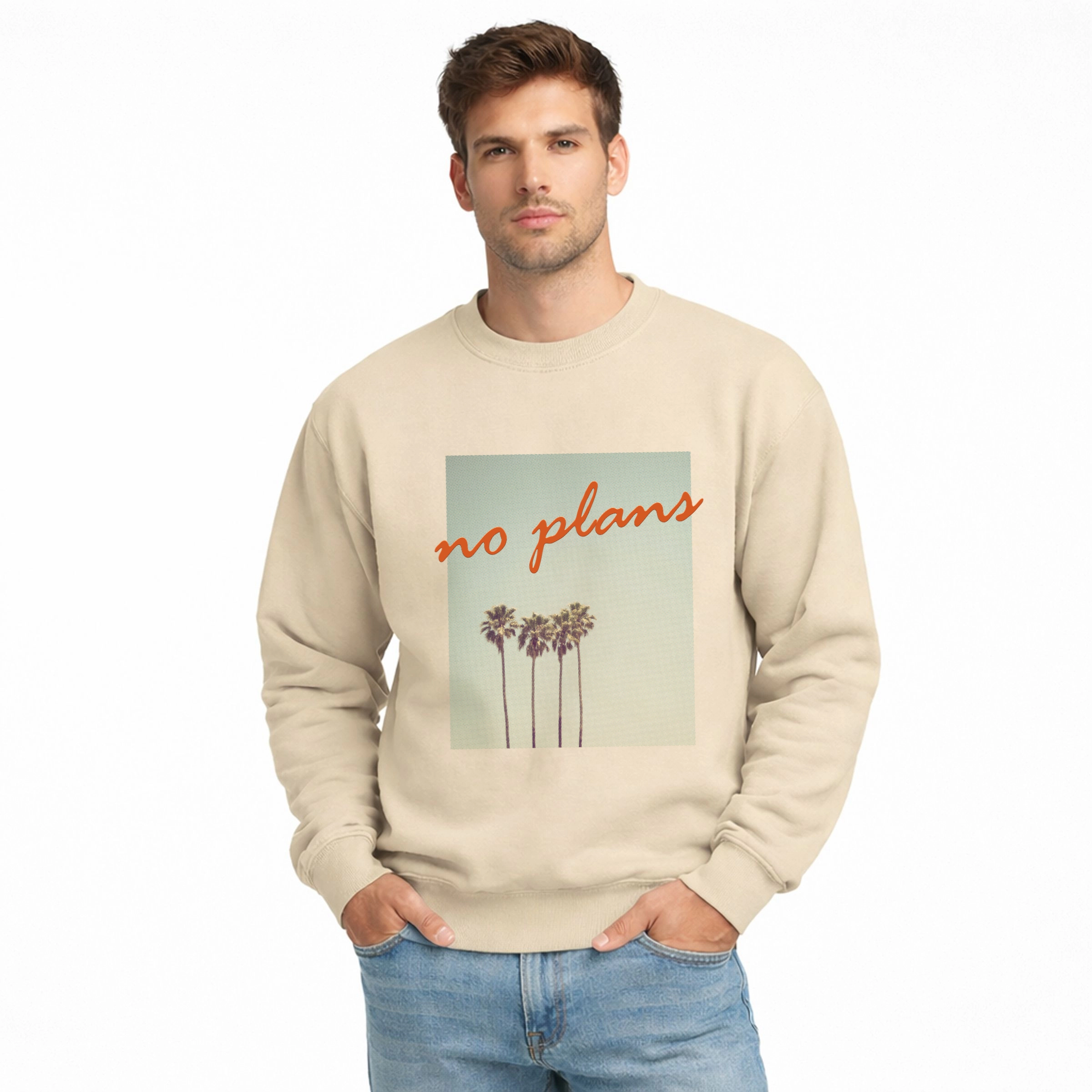 Simply Sage Market - Men's Graphic Sweatshirt No Plans Puff Print