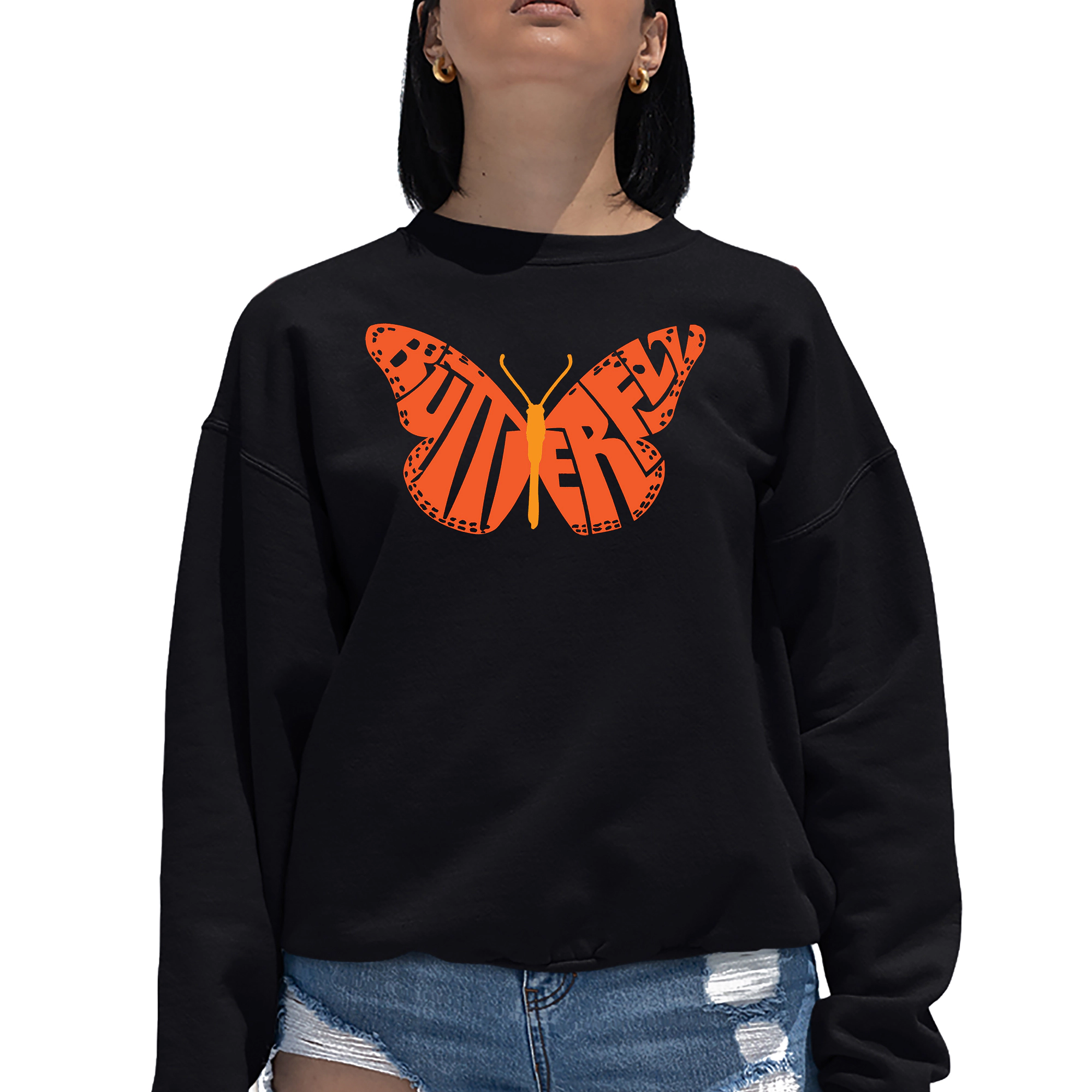 LA Pop Art Butterfly - Women's Word Crewneck Sweatshirt