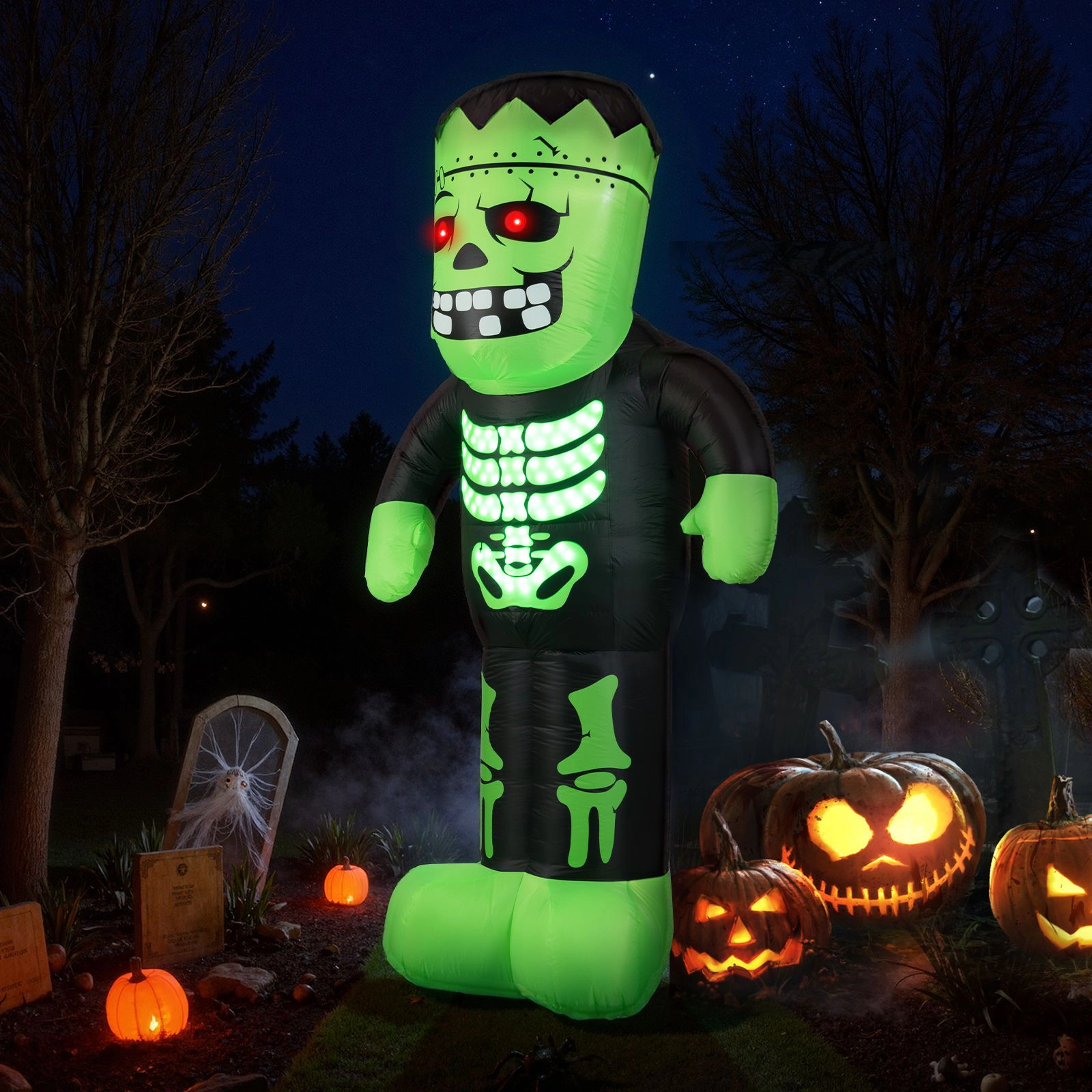 SlickBlue Outdoor Halloween Blow Up Frankenstein Yard Display with Built-In Blower