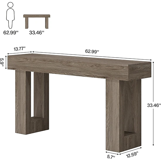 Tribesigns Wooden Sofa Table, 63-Inch Modern Console Table For Living Room