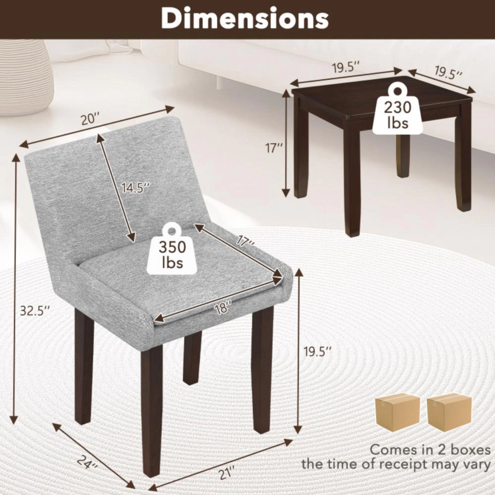Hivvago 3-Piece Modern Chair and Table Set for Dining, Kitchen, and Living Spaces