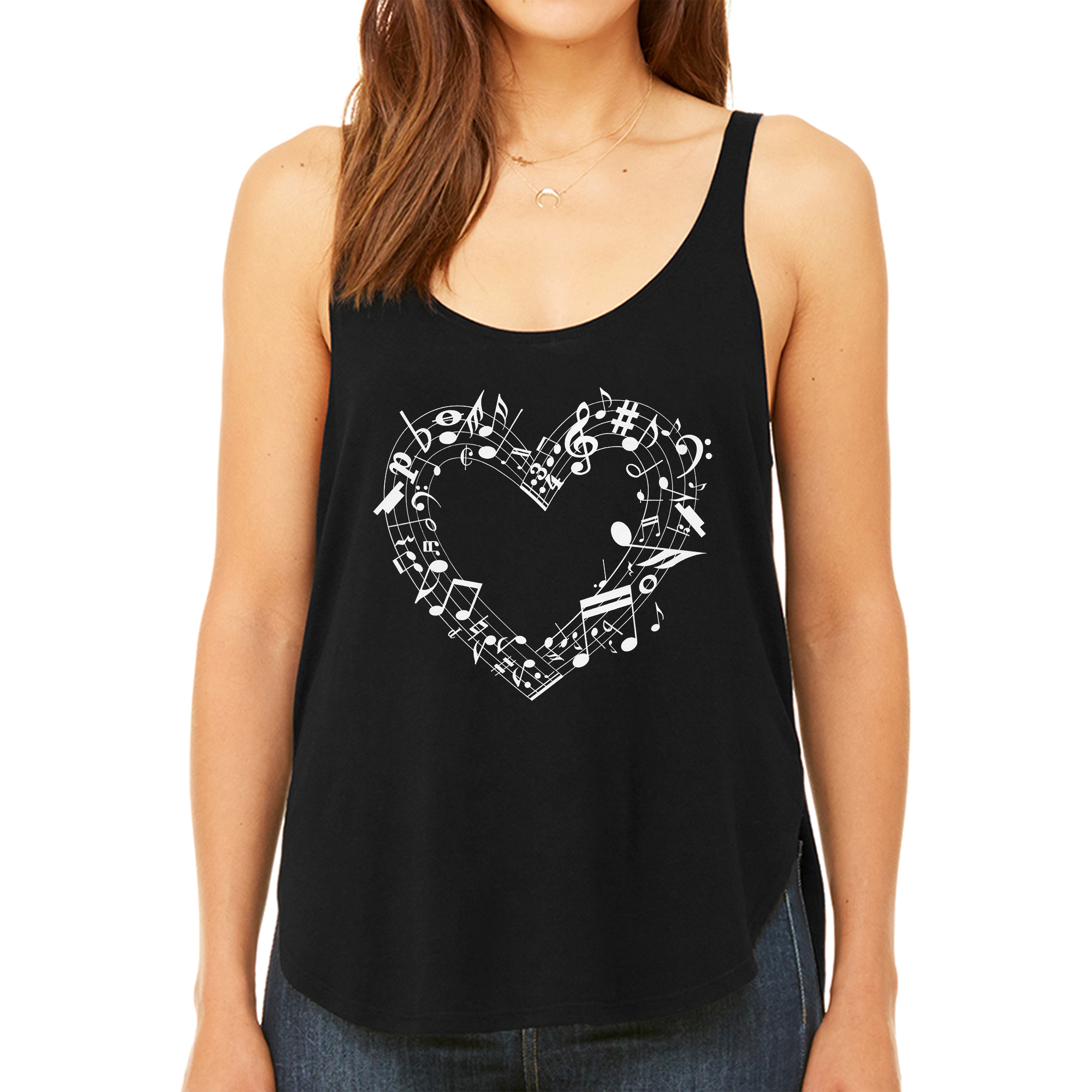 LA Pop Art Women's Premium Word Flowy Tank - Sheet Music Heart