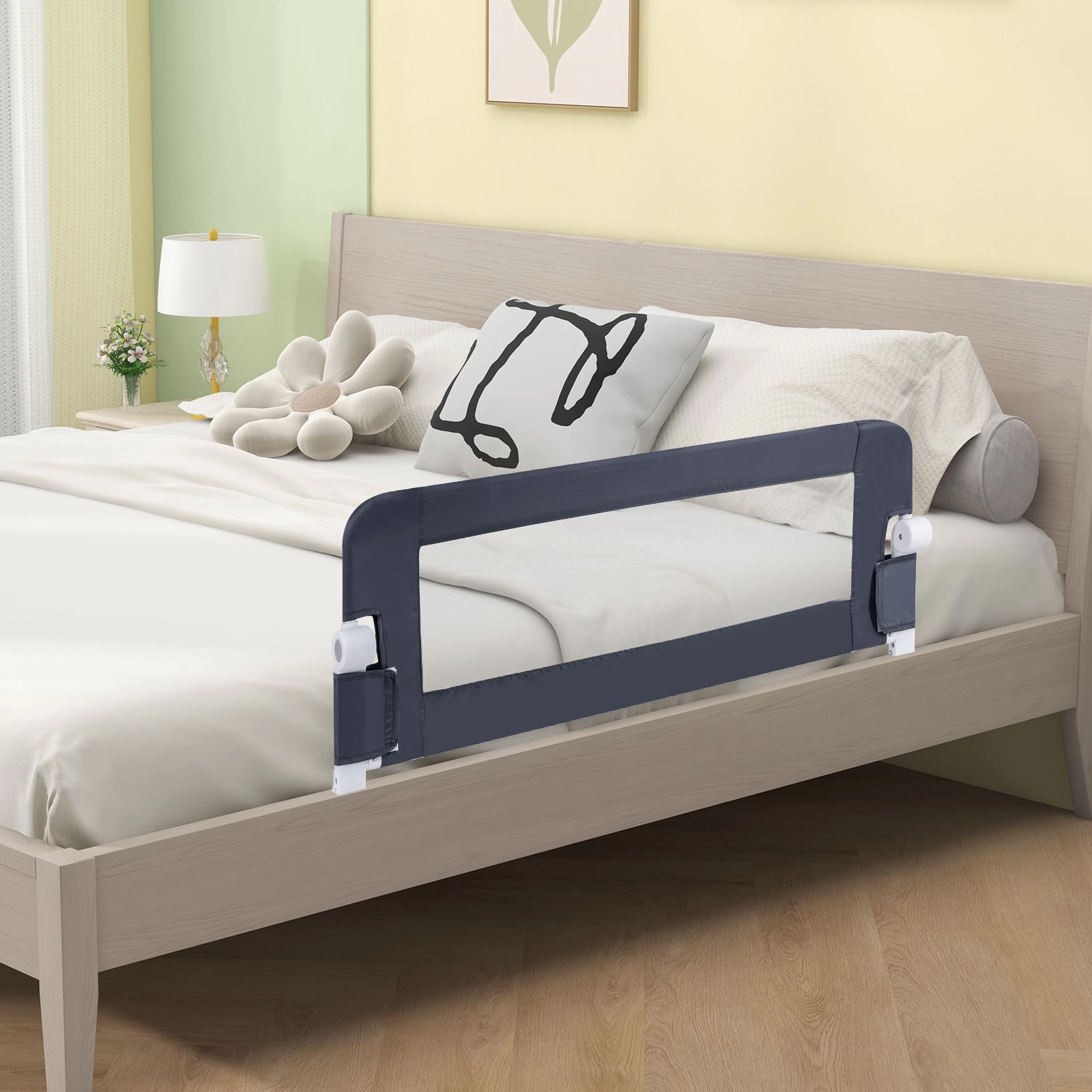 SlickBlue Toddler Bed Rail Guard with Foldable Safety Design