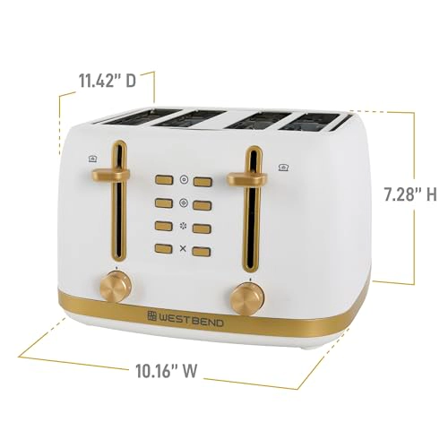 WEST BEND 4-Slice Toaster White and Gold