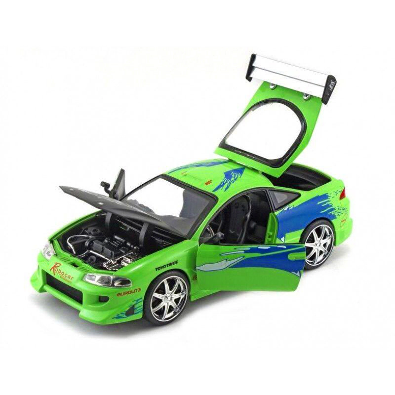 Jada Brian's Mitsubishi Eclipse Green with Black Hood and Graphics "The Fast and The Furious" (2001) Movie "25