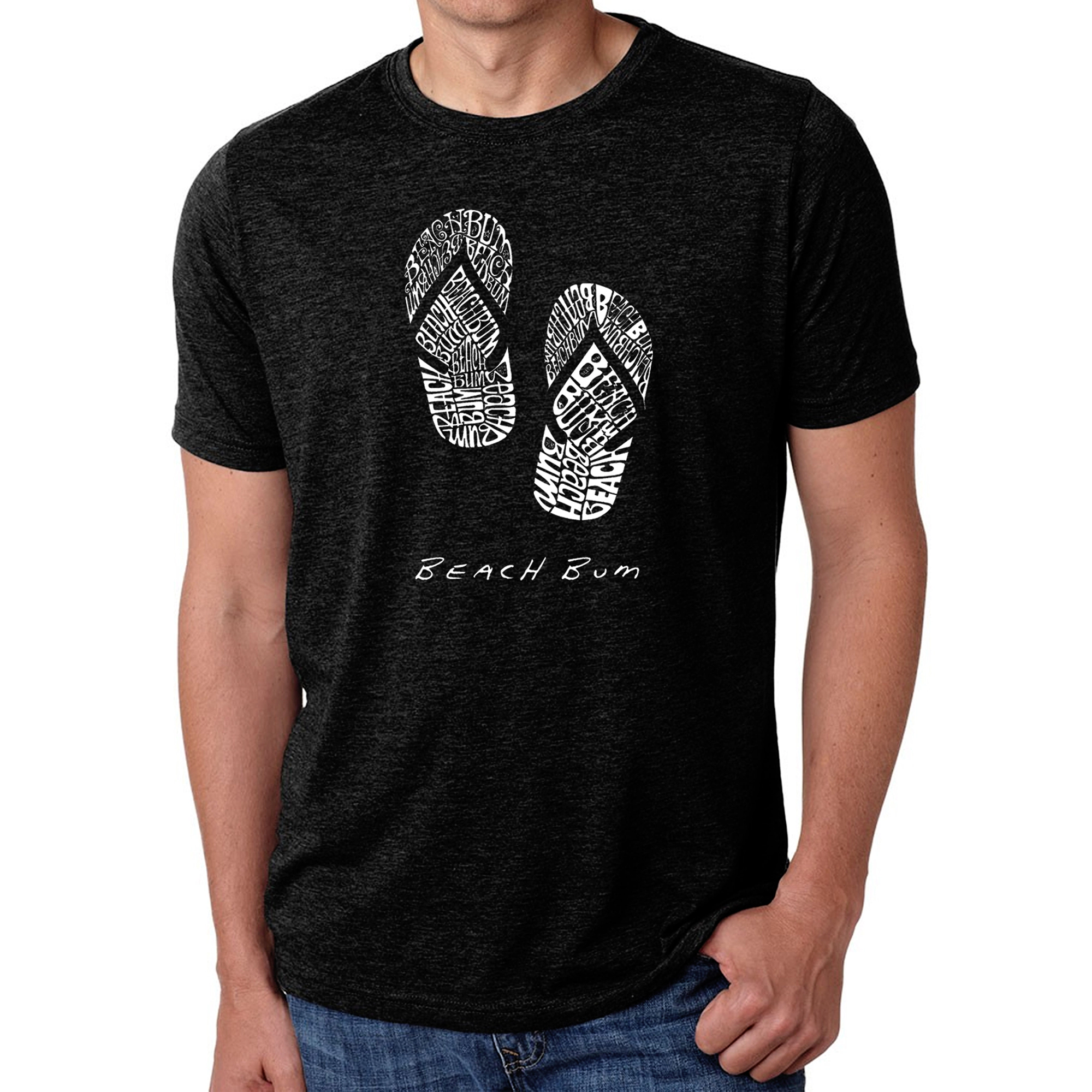LOS ANGELES POP Art Men's Cotton-Poly Word T-Shirt - BEACH BUM
