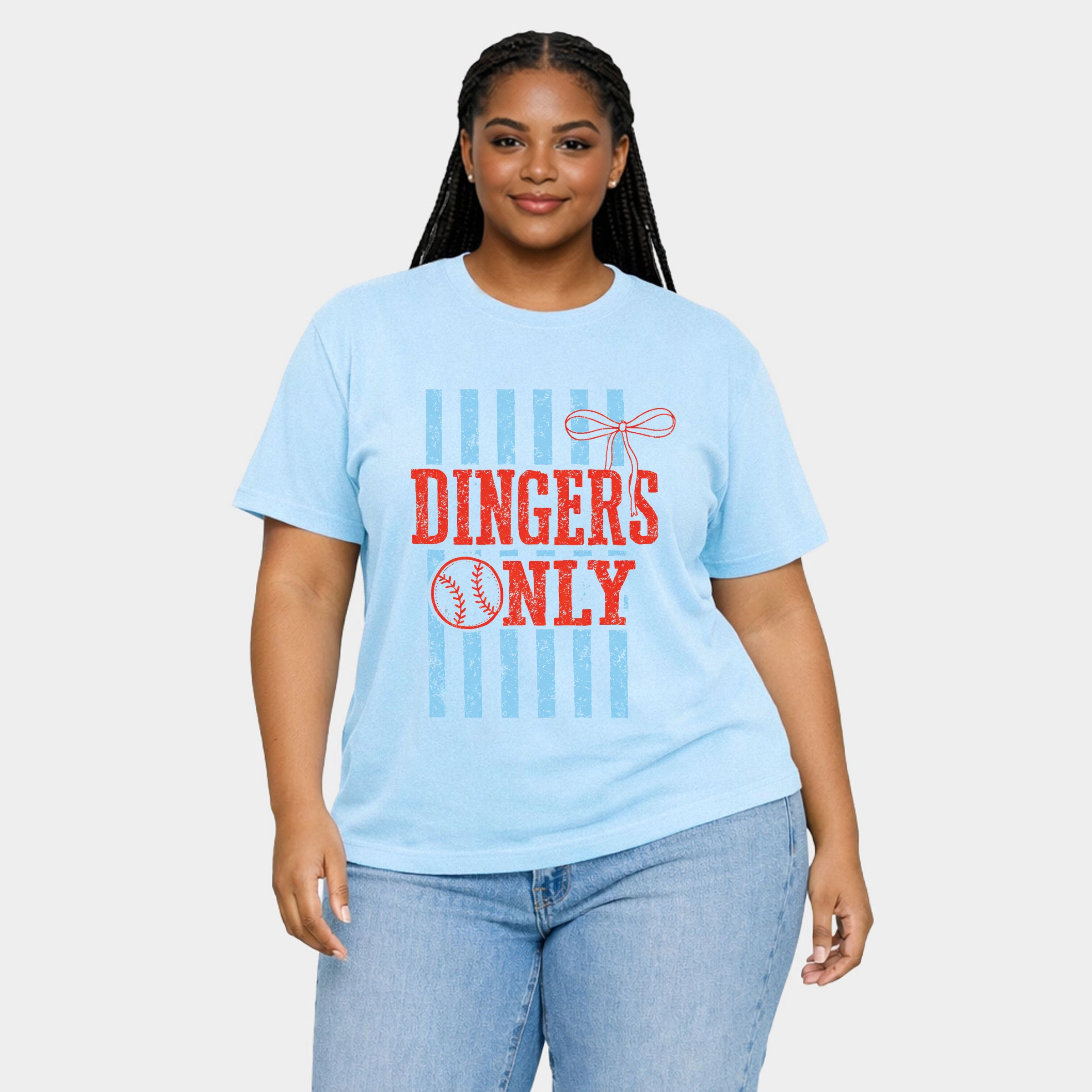 Simply Sage Market - Dingers Only Stripes Women's Plus Sized Garment Dyed Graphic T-Shirt