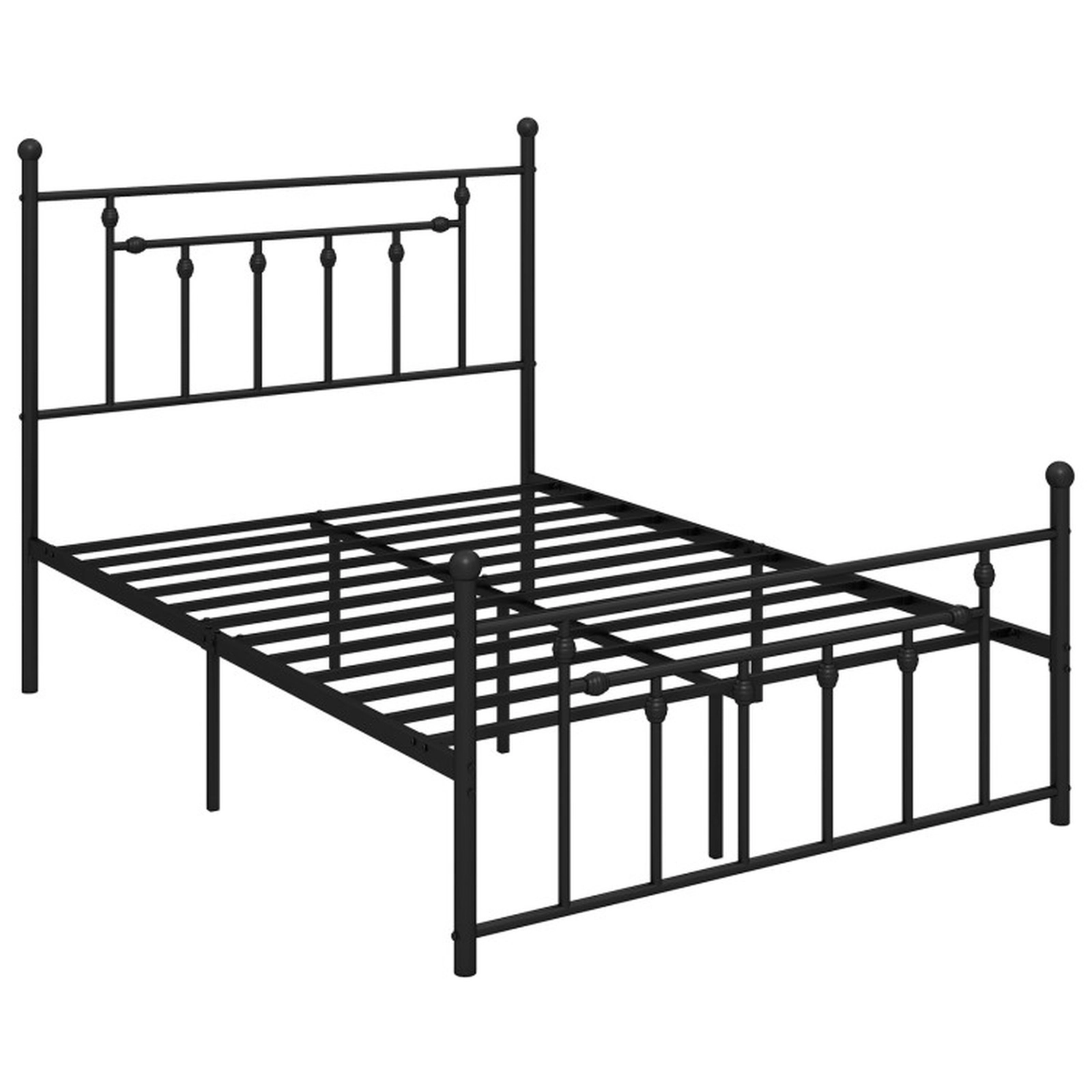 SUGIFT Black Vintage Headboard and Metal Slat Support Heavy Duty Metal Bed Frame