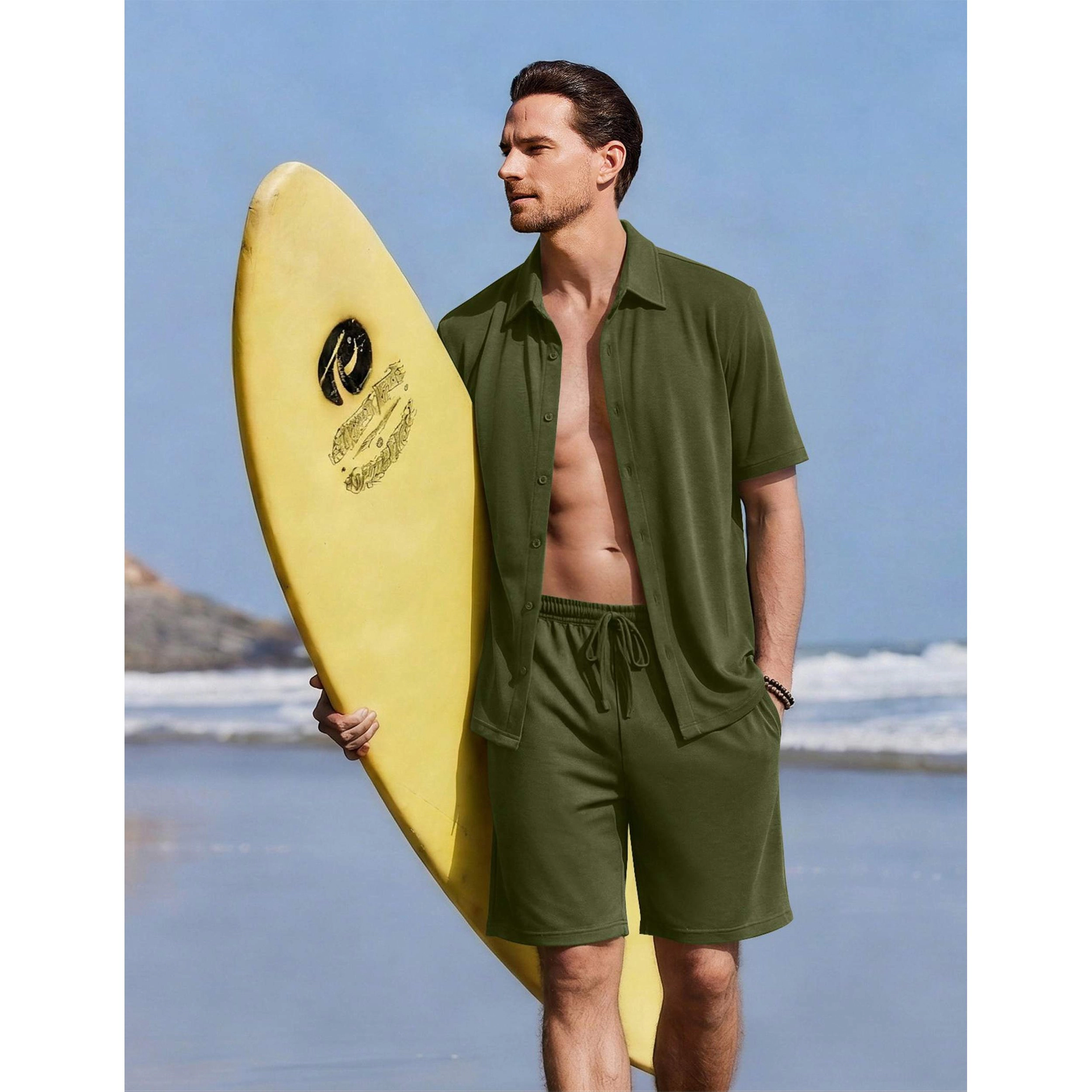 Ekouaer Mens Hawaiian Sets Button Down Shirts and Shorts