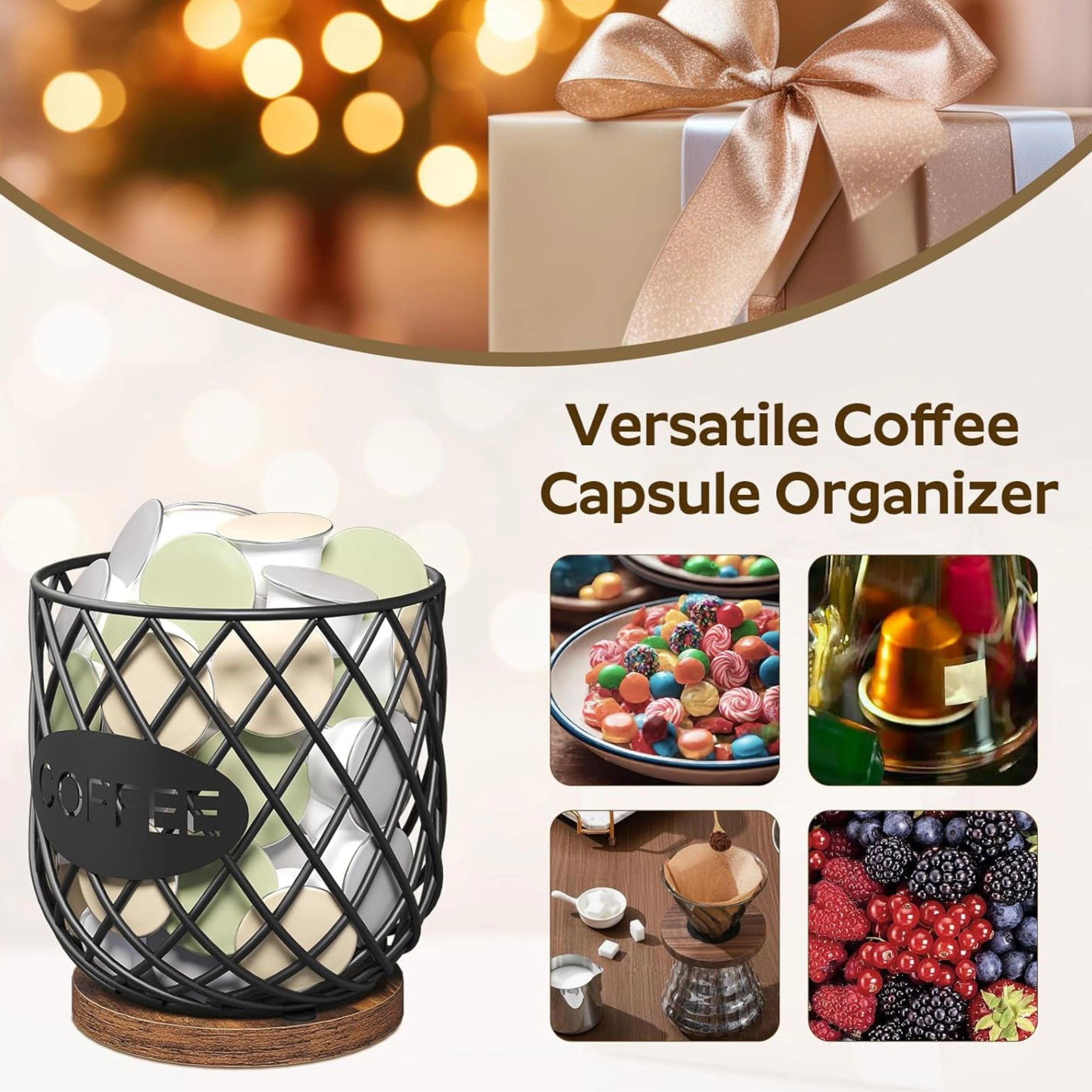Stock Preferred Large Coffee Pod Holder Organizer Basket for K Cup Capsules