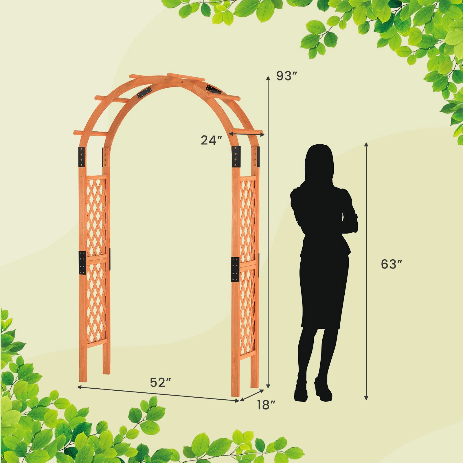 Slickblue 7FT Wooden Garden Arch Arbor with Trellis Design