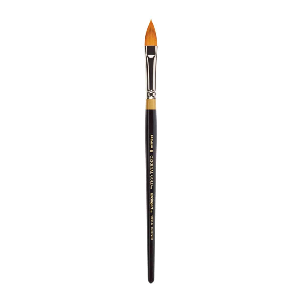 KINGART Original Gold 9930 Flora Oval Golden Taklon Brush - Floral Petal Multimedium