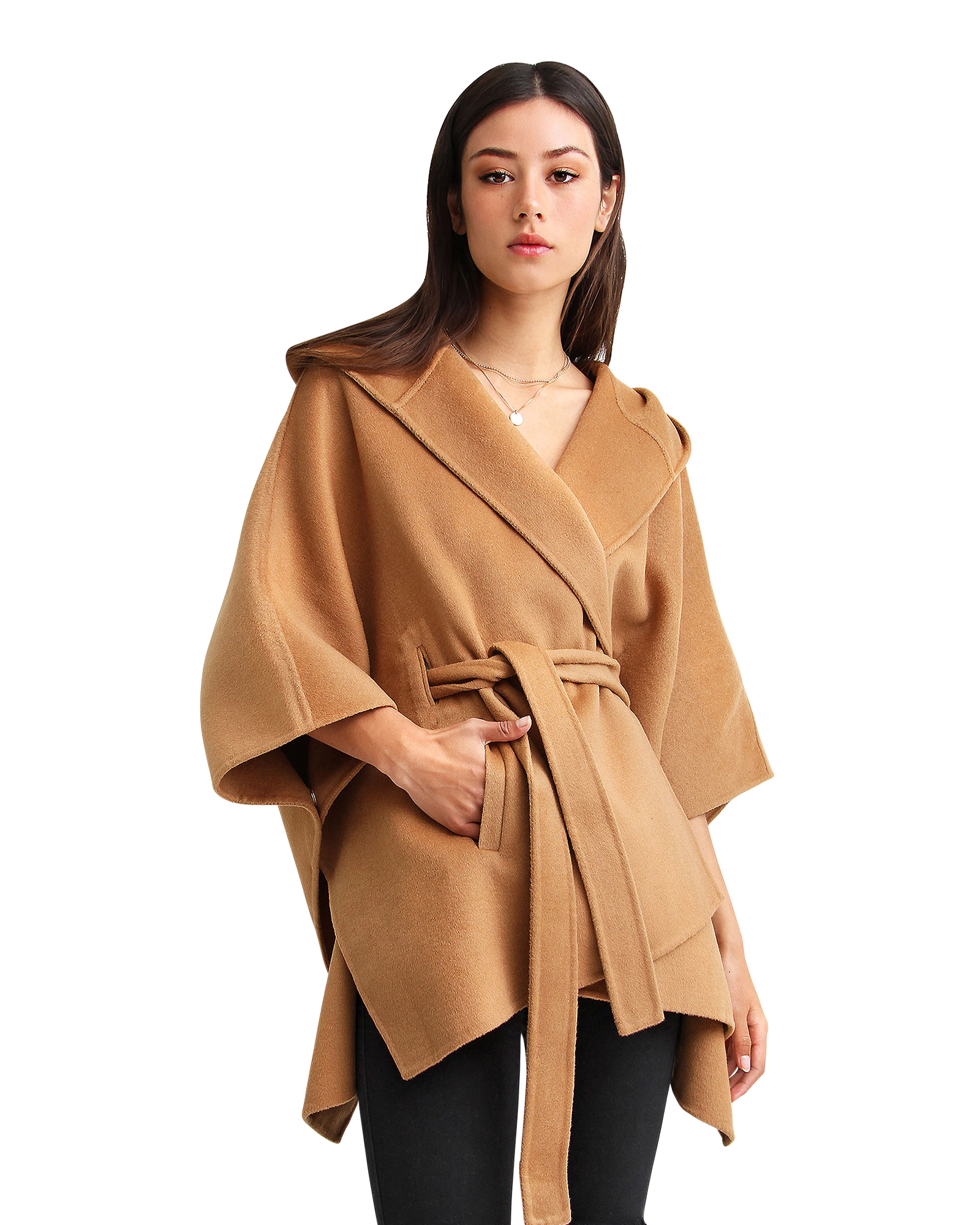 Belle & Bloom Womens Jackson Landing Wool Blend Cape Coat