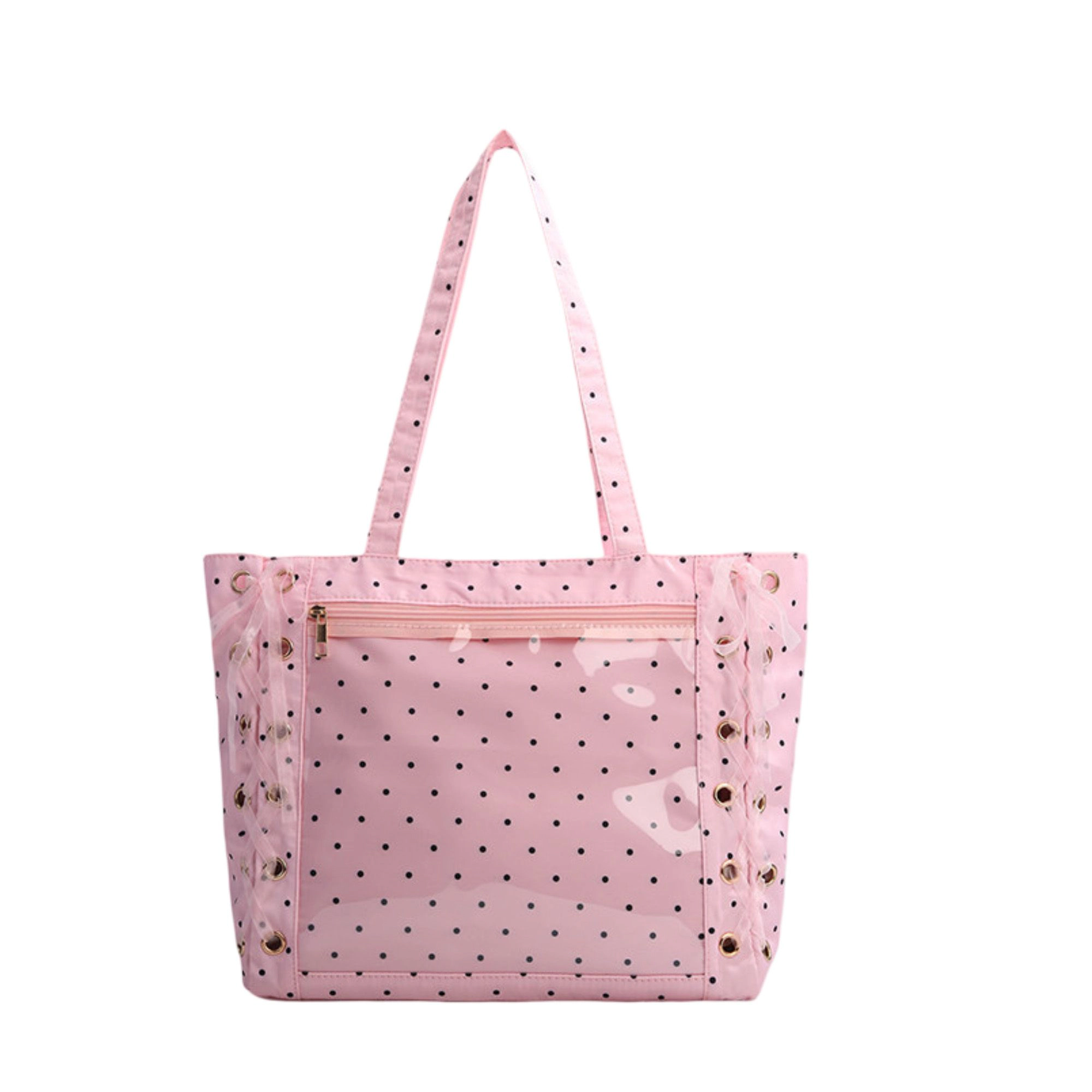 Alilang Women's Clear Polka Dot Tote Bag for Women, Large Transparent Shoulder Bag with Bow Detail