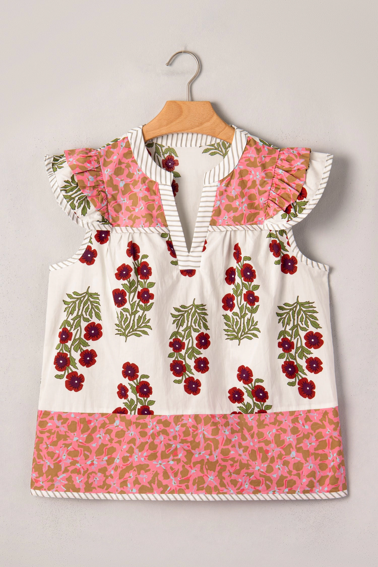 Threaded Pear Zora Trim Flutter Cotton Blouse