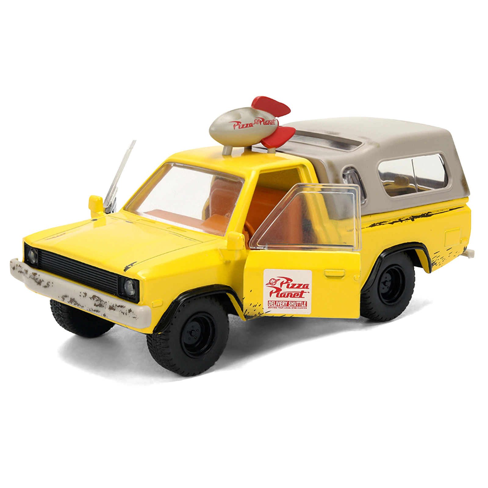 Jada Pizza Planet Truck Yellow (Weathered) with Beige Camper "Toy Story" (1995) Movie "Hollywood Rides" Series