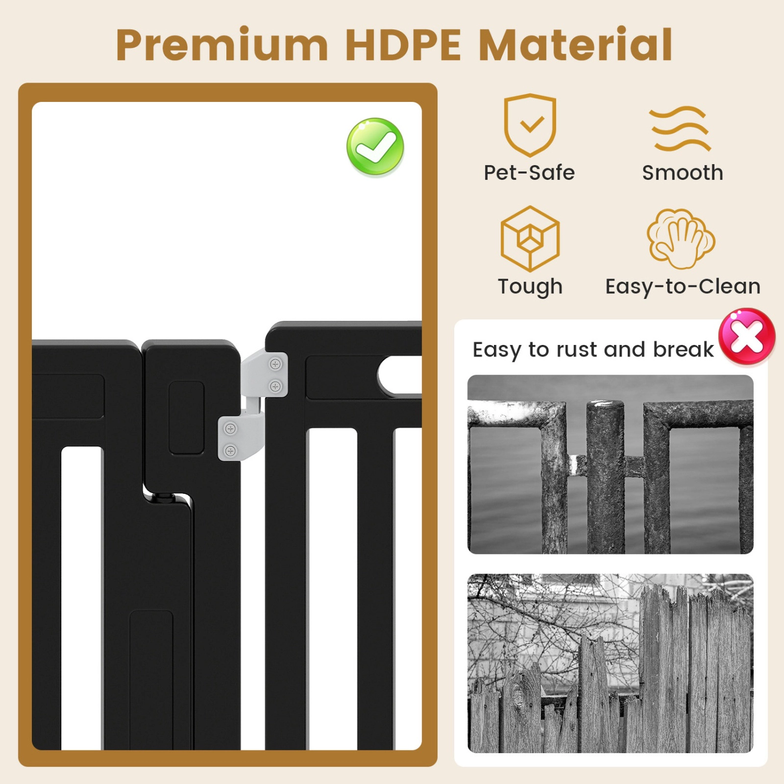 SUGIFT Black 31.5 Inch HDPE for Indoor and Outdoor 8-Panel Dog Playpen Pet Fence
