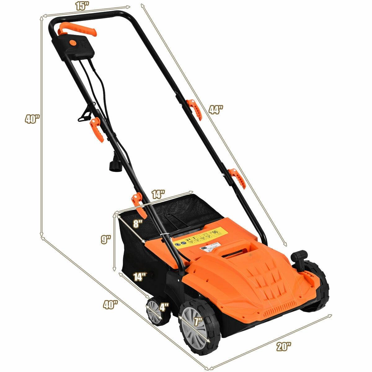 SUGIFT 13 in Electric Scarifier Orange 12 Amp with Collection Bag and Removable Blades