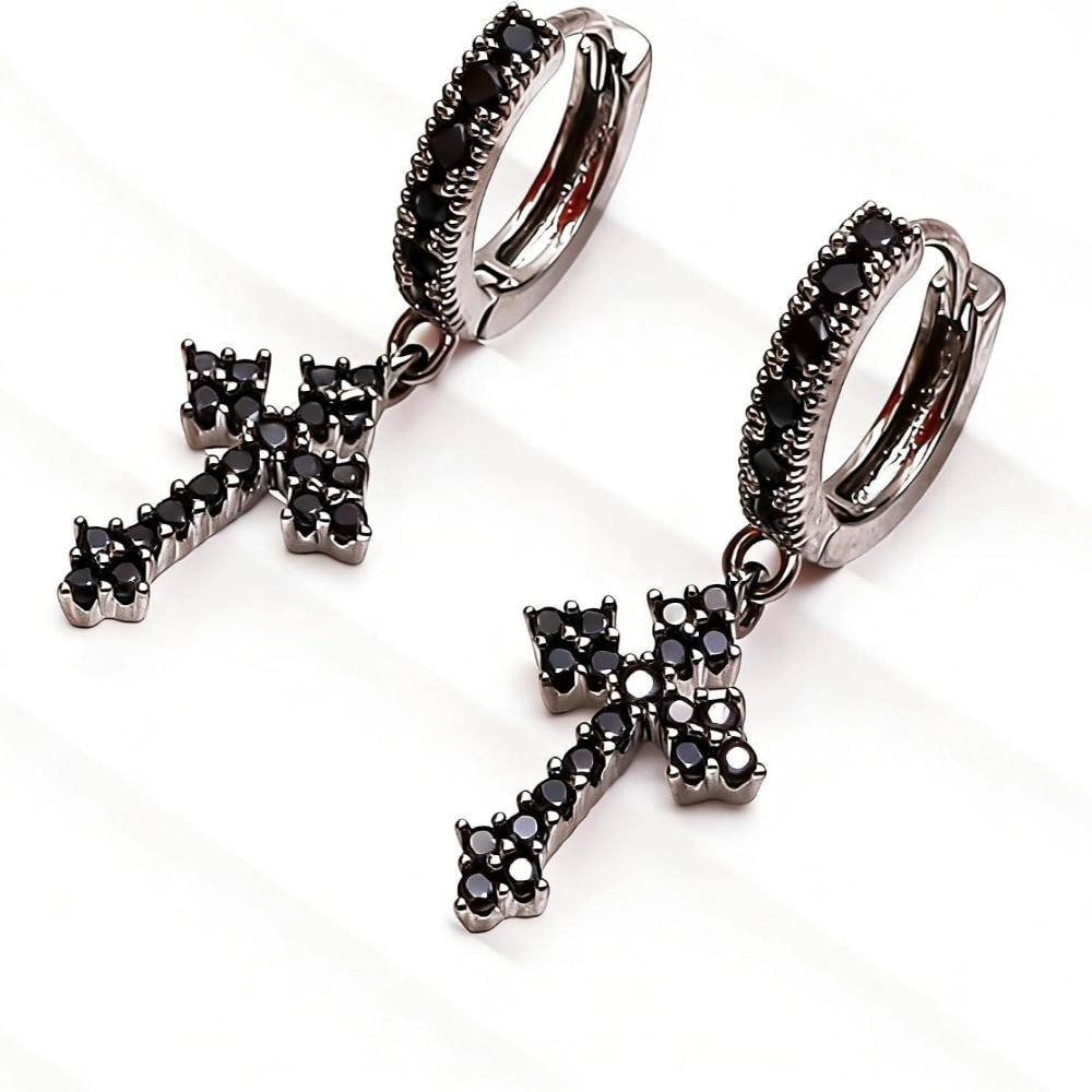 Women’s Trendy Gothic Dainty Cubic Zirconia Iced Out Criss-Cross Huggie Hoop Earring