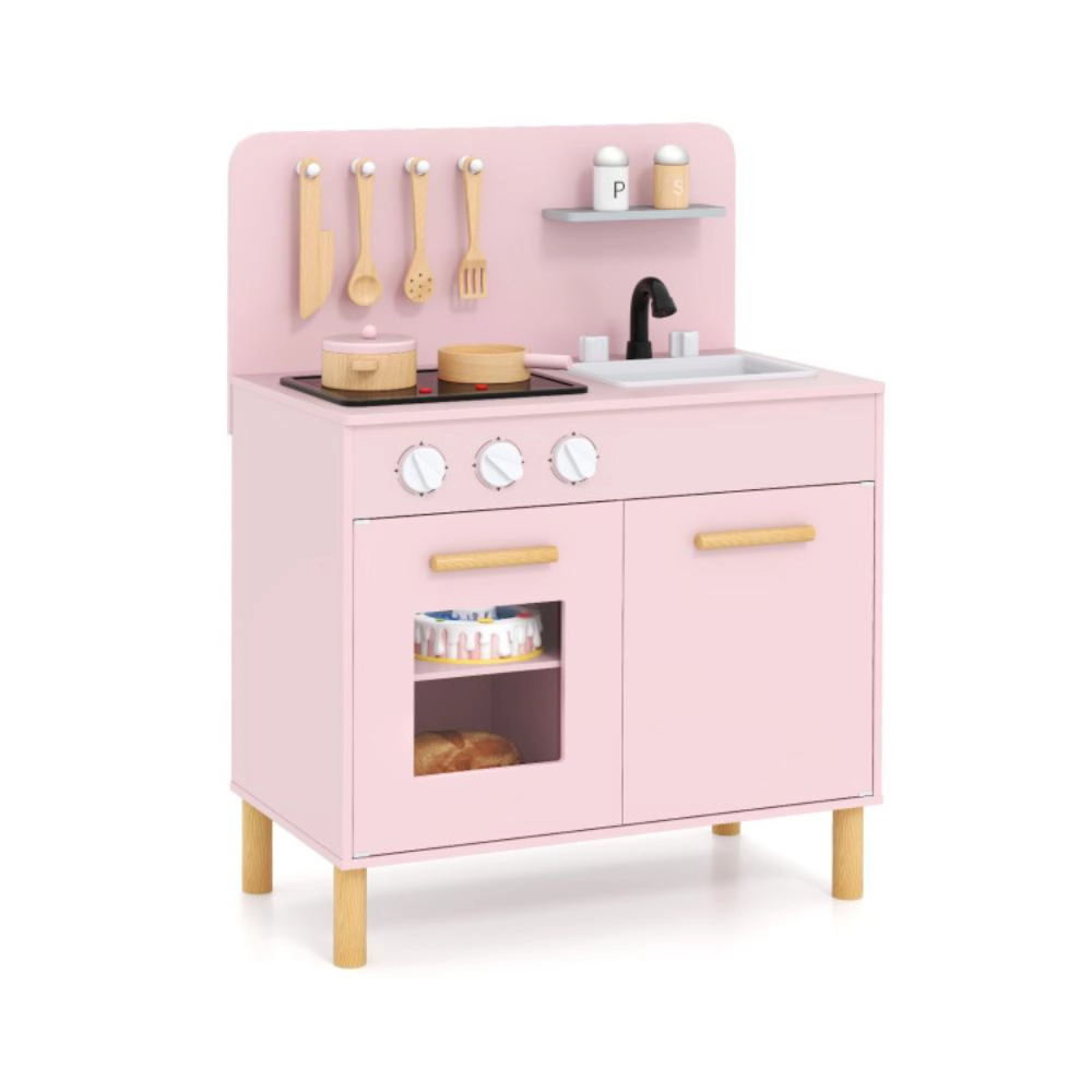 Hivvago Kids Kitchen Playset with Cooking Accessories and Storage