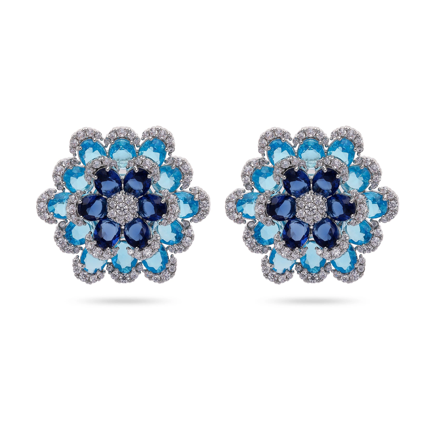 AGP PARIS Womens Floral Layered Stud Earrings