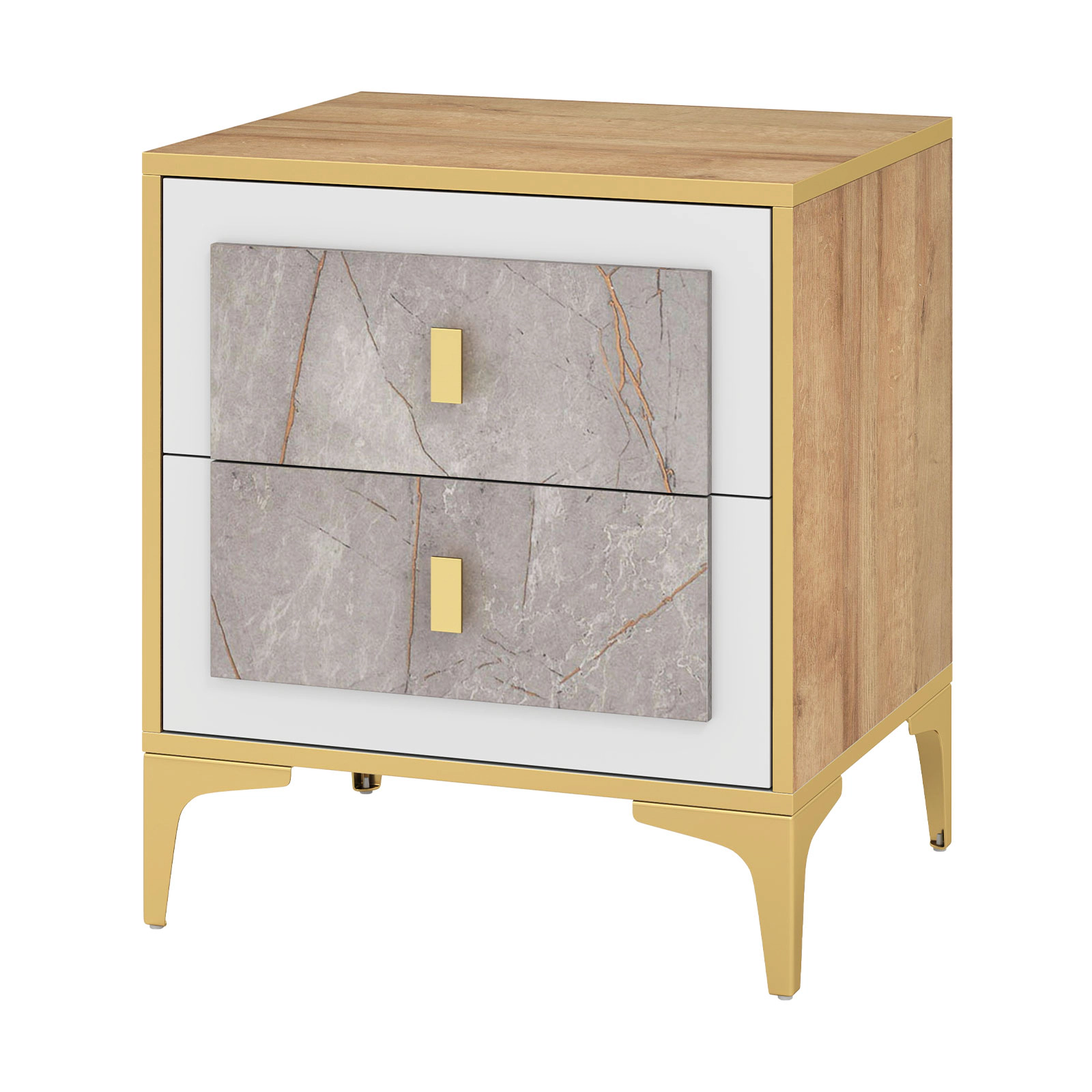 Hivvago Storage Nightstand with Two Sliding Drawers