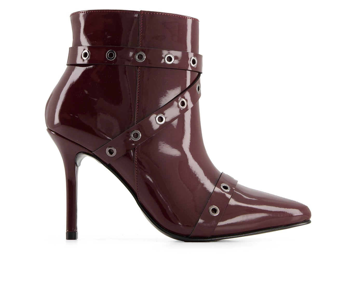 Andrea Womens Stiletto Fashion Booties With Riveted Strap