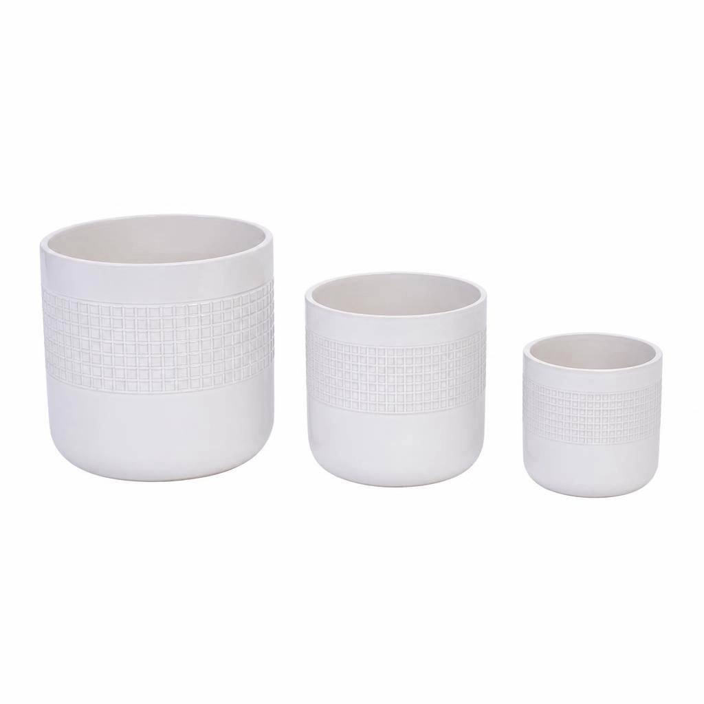 WOW PIONEER Decorative Solid Ceramic Round Planter Pot for Flowers Herbs Succulents Patio Balcony Yard Decor