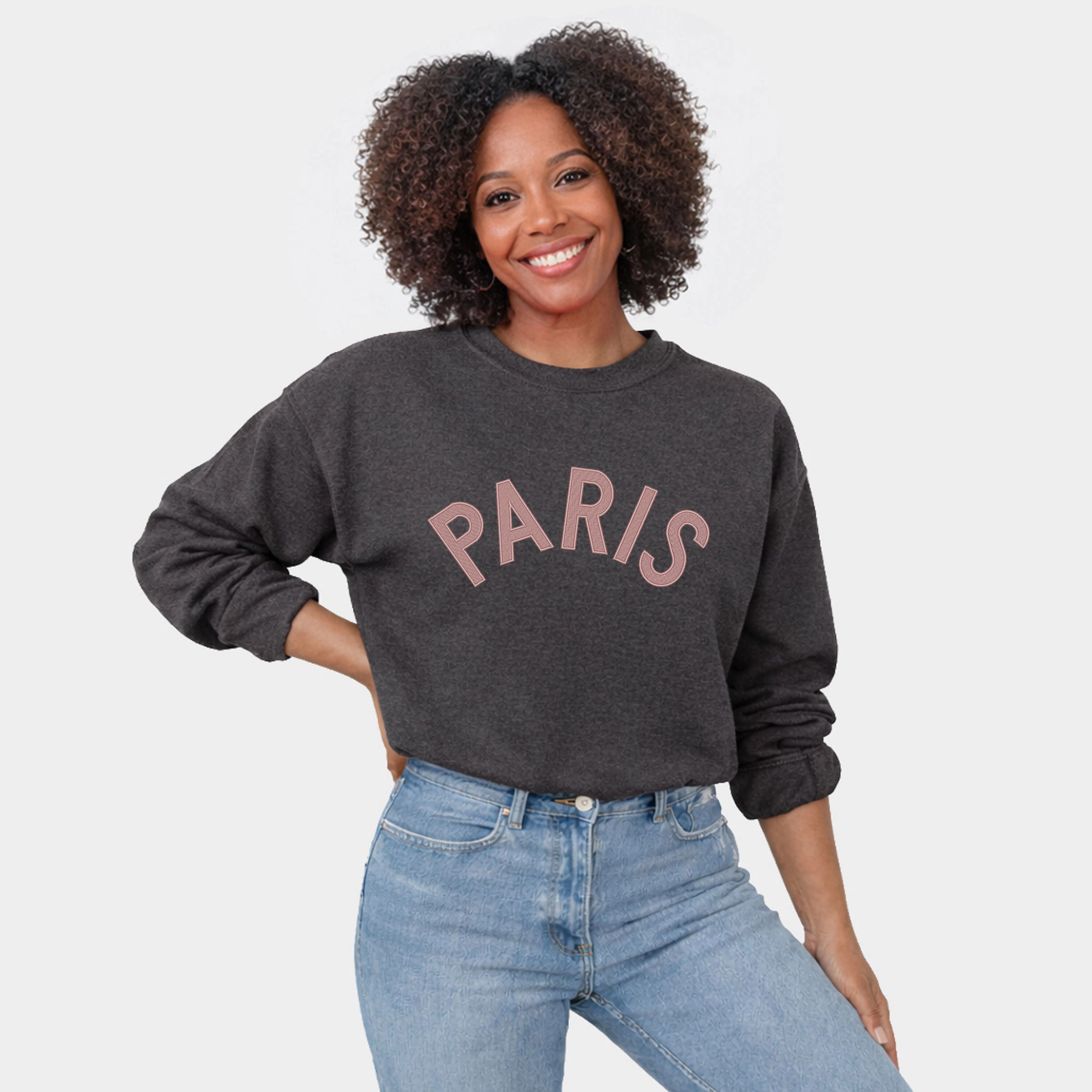 Simply Sage Market - Embroidered Paris Arched  Women's Graphic Sweatshirt