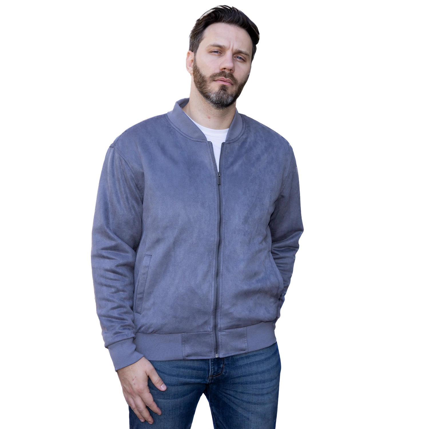 Gioberti Men's Faux Suede Bomber Jacket with Warm Light Inner Padding