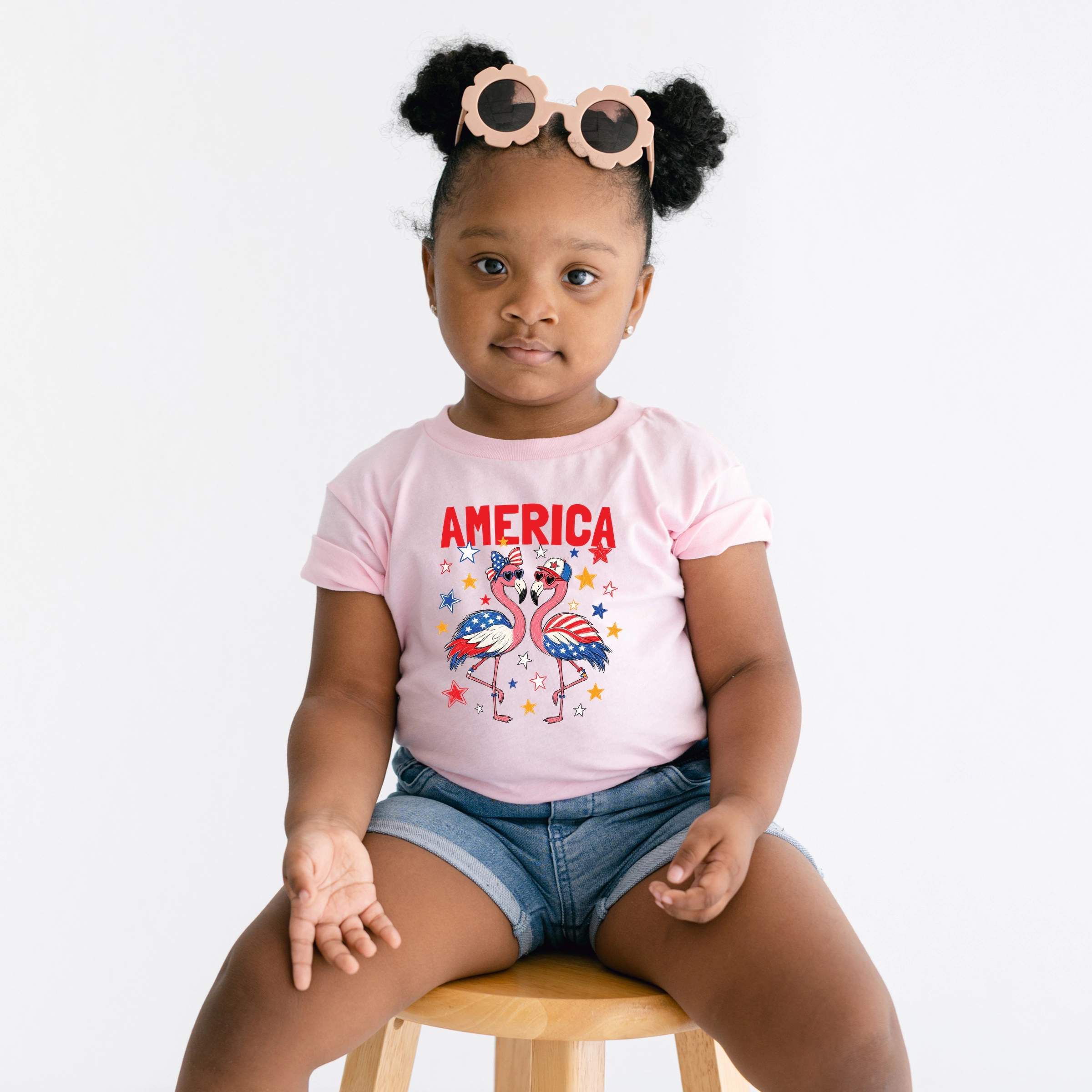 The Juniper Shop - America Flamingos Star Toddler Short Sleeve Graphic T-Shirt