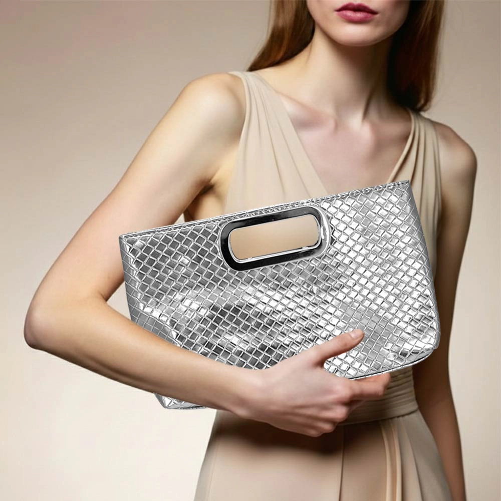 Fashnzfab Faux Leather Braided Evening Clutch Crossbody Bag