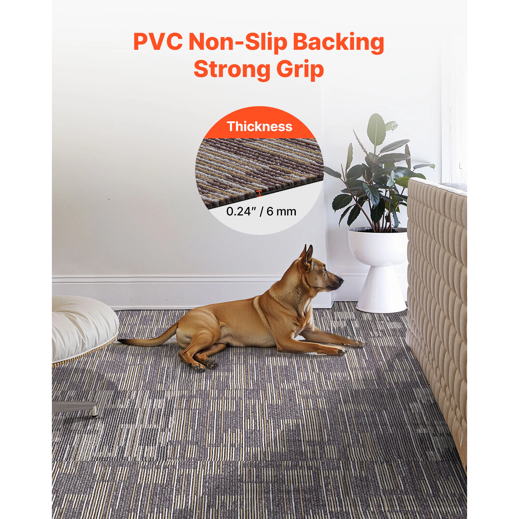 HONGGE Carpet Tiles Reusable Carpet Squares With Padding Attached Soft Padded Carpet Tiles Easy Install DIY for Bedroom