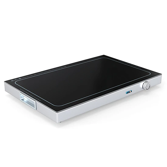 SUGIFT 300W Electric Warming Tray, 20 x 12 in Tempered Glass Surface, Adjustable Thermostat, Built-In Handles