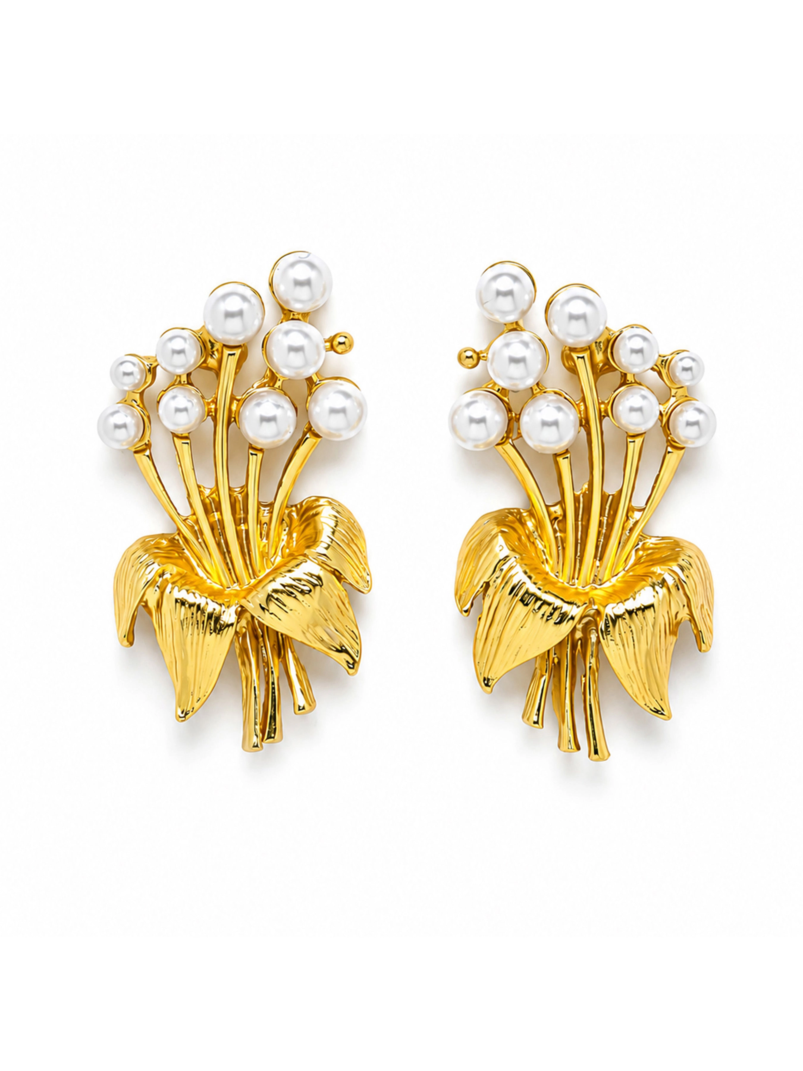 AGP PARIS Womens Gold-Plated Hibiscus Pearl Drop Earrings