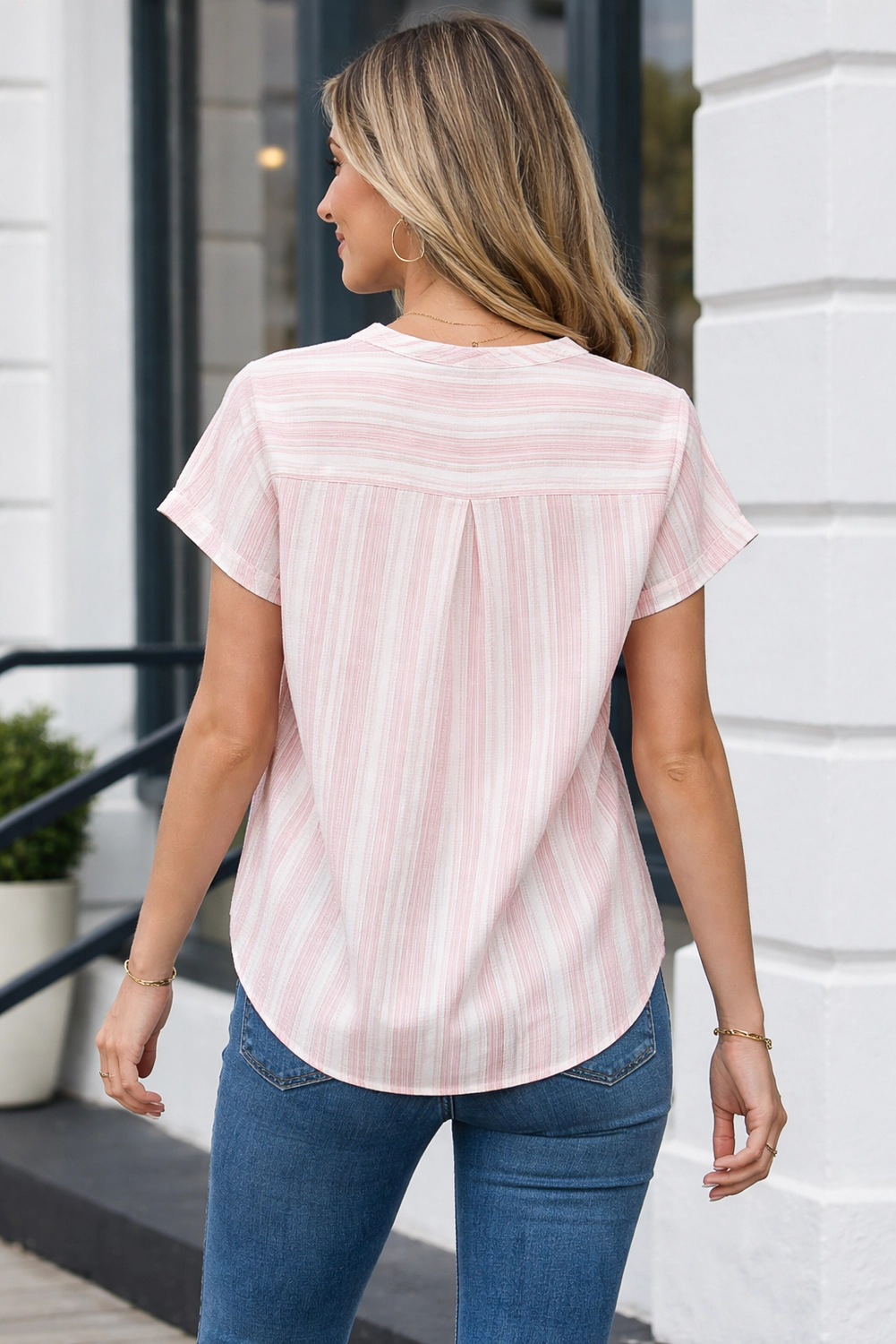 Threaded Pear Kelly Short Sleeve Casual Blouse