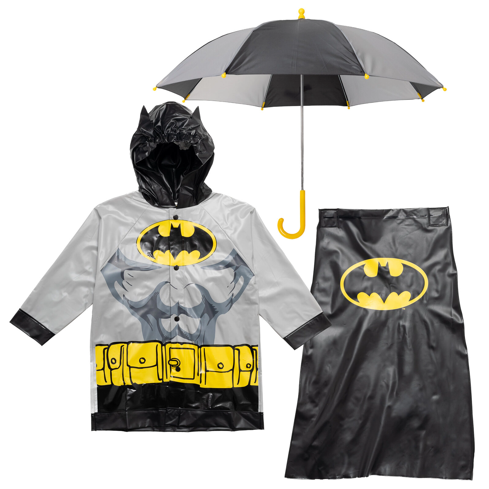 DC Comics Justice League Cosplay 3-Piece Rain Jacket and Umbrella Set