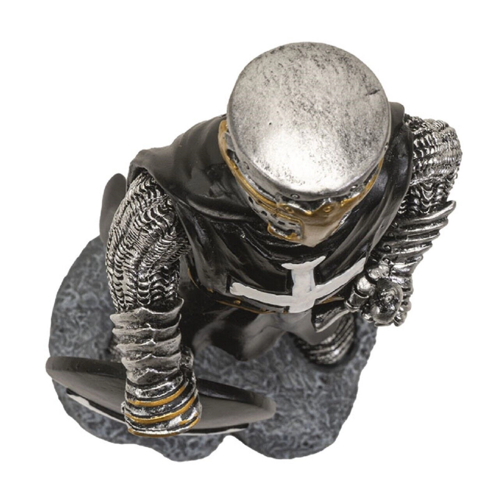 Pacific Giftware Crusader Knight with Shield Figurine 8 Inch Black
