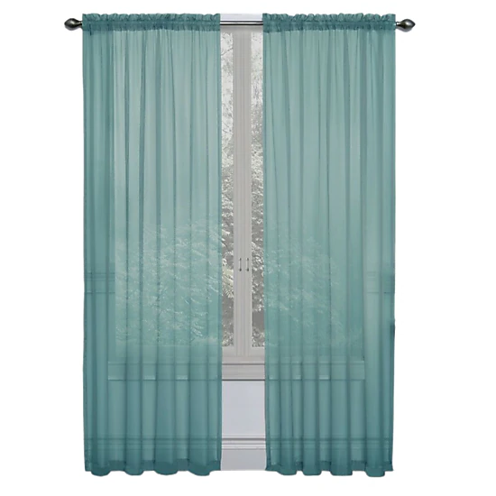 Kate Aurora Collections Turquoise Premium Semi Sheer Voile Curtain Pair - 52 in. W x 84 in. L