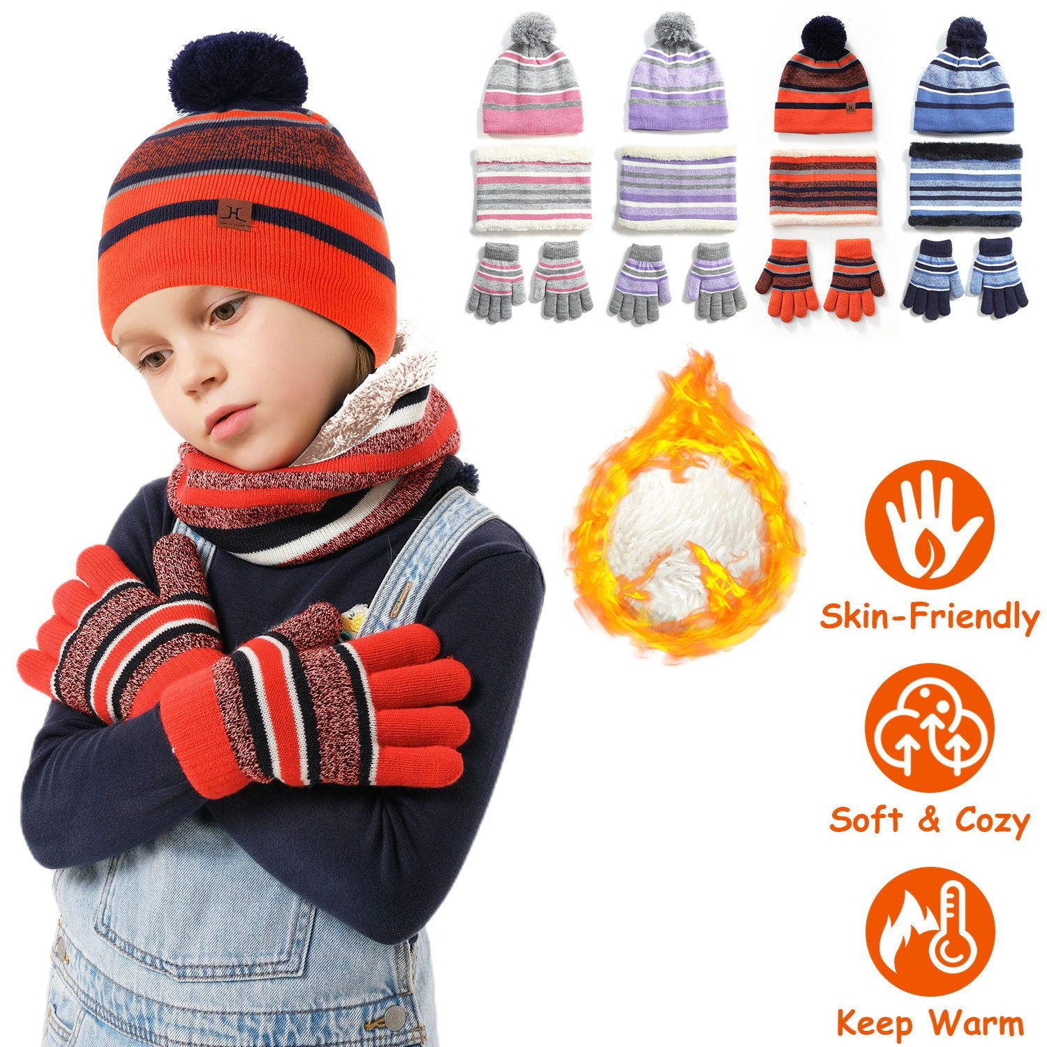 GBruno Fleece-Lined Hat Scarf Gloves Set