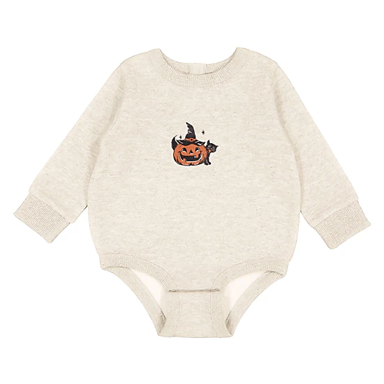 The Juniper Shop - Infant Fleece BodySuit - Pumpkin Witch and Cat