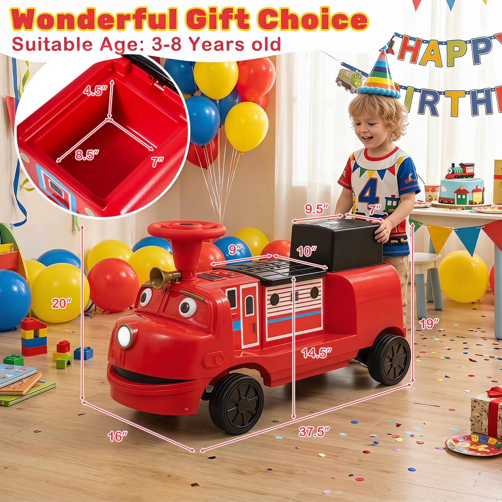 Costway 2-Seater Ride on Train,Licensed Chuggington Electric Vehicle with Adjustable Seat