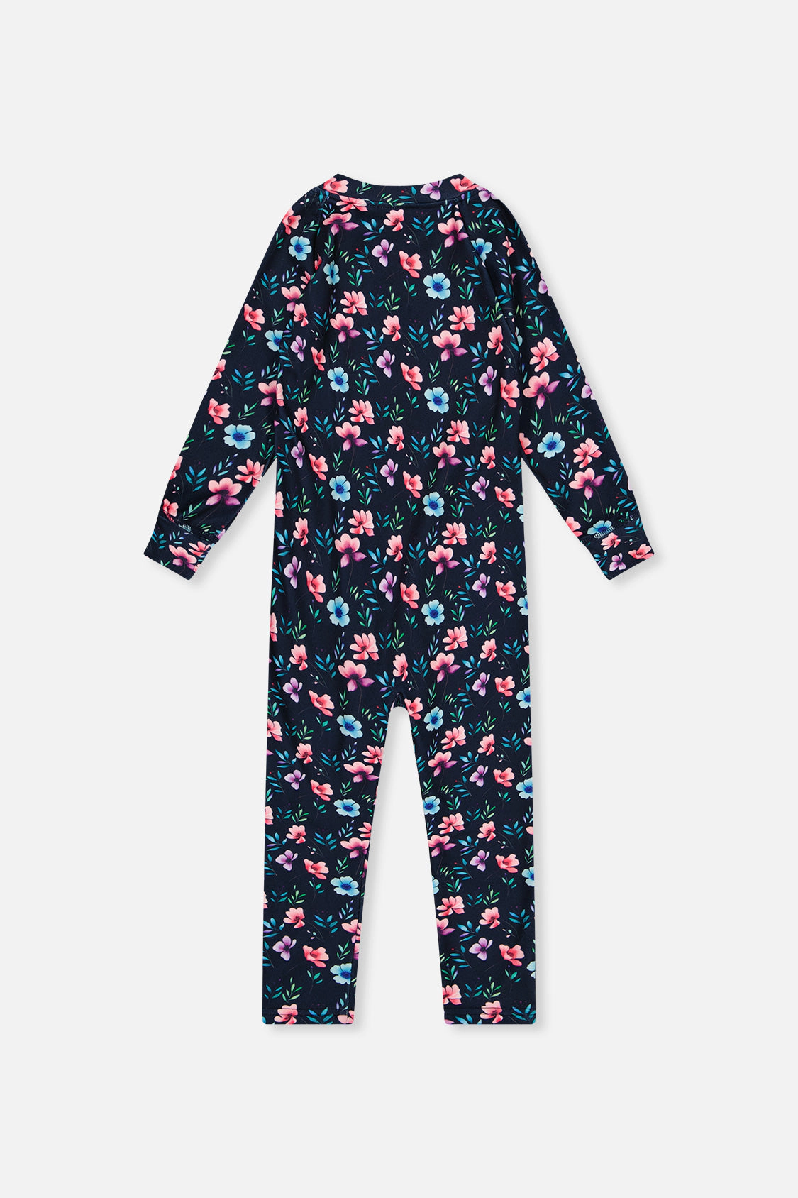 Deux par Girls One Piece Floral Print Asymmetric Zip Thermal Underwear